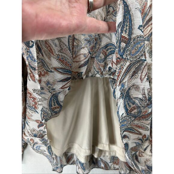 Blu Pepper Boho Peasant Blouse S Sheer Paisley Tiered Long Sleeve Cottagecore - Picture 7 of 14